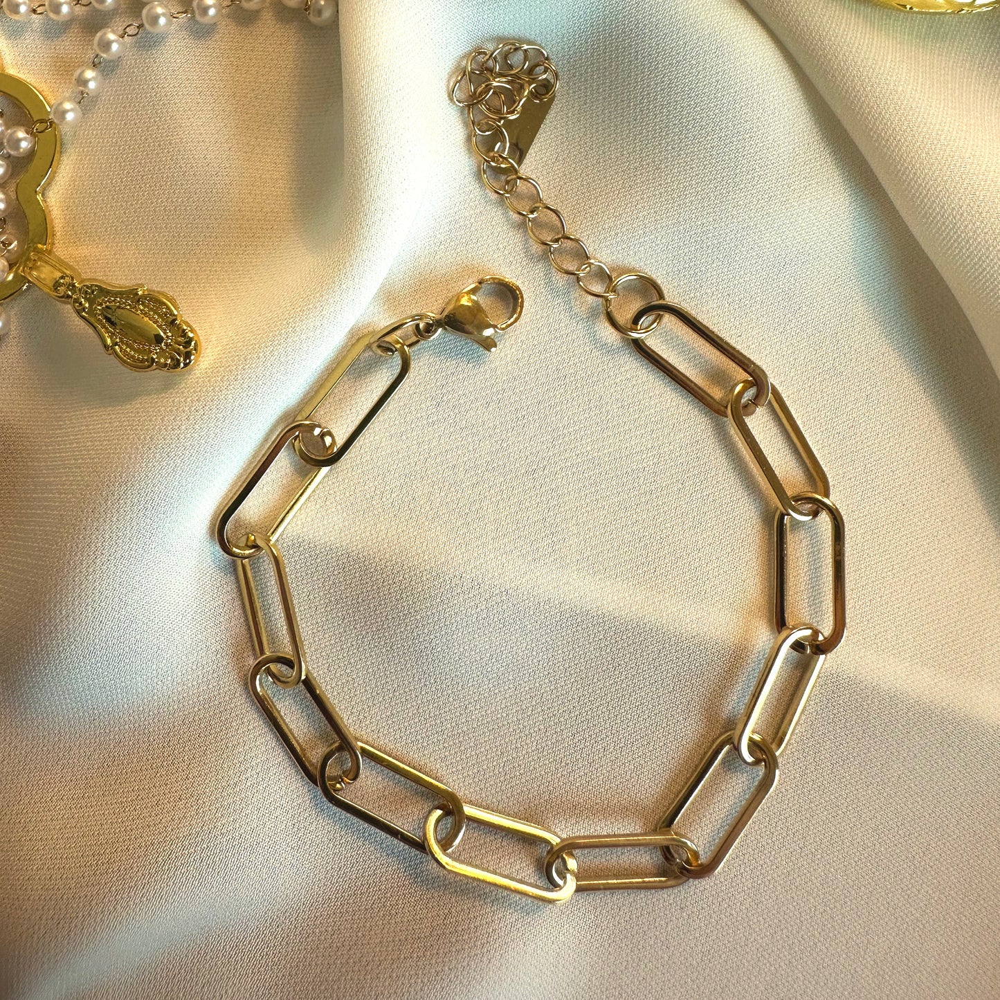 Gold Plated Paperclip Bracelet