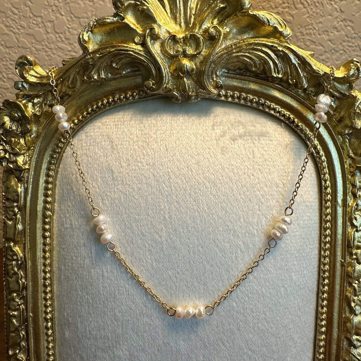 Gold Plated Choker Necklace with Pearls