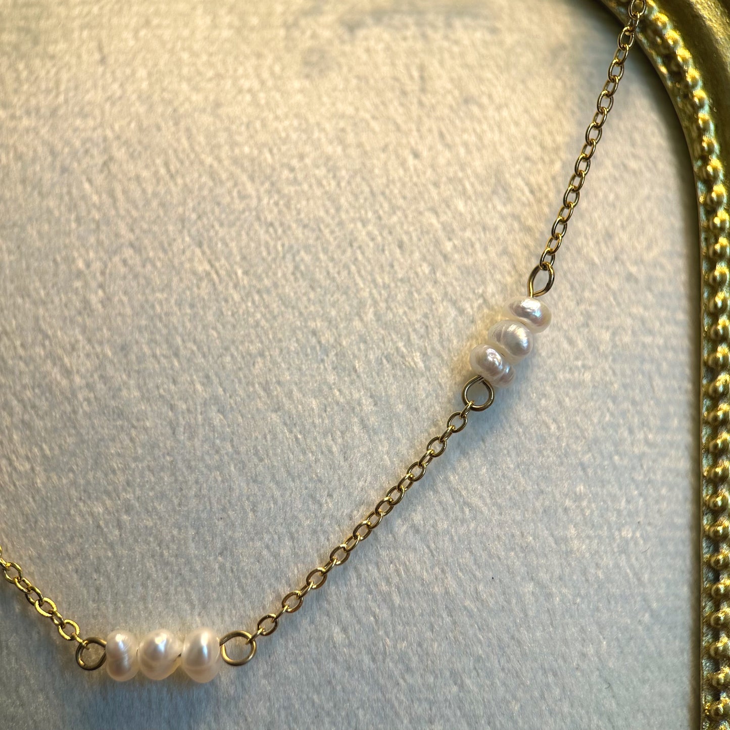 Gold Plated Choker Necklace with Pearls
